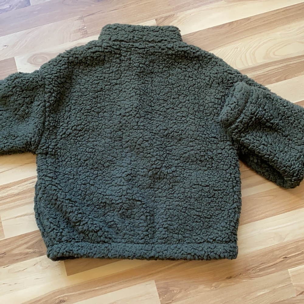 Olive Sherpa Half-Button-Down Pullover - image 4